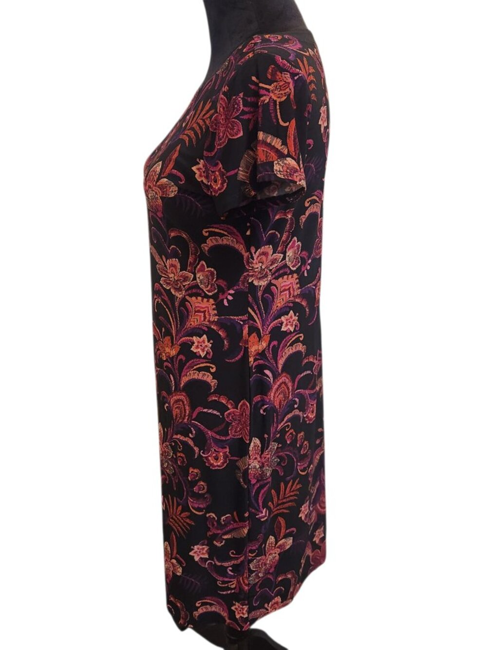 NWT Nine West Short Sleeve Black & Pink Dress Size S - Picture 2 of 7
